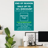 Poster Fin de saison Vente Commerce Turquoise Green Poste (Bureau à domicile)