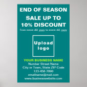 Poster Fin de saison Vente Commerce Turquoise Green Poste (Devant)