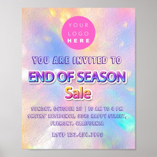 Poster Fin de saison Vente Logo rose Holographique (Devant)