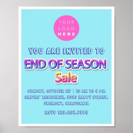 Poster Fin de saison Vente Pink Logo Garage Jardin Bleu (Devant)