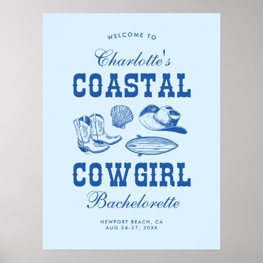 Poster Fin de semaine de bachelorette Coastal Cowgirl (Devant)