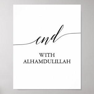 Poster Fin élégante de calligraphie noire avec Alhamdulil