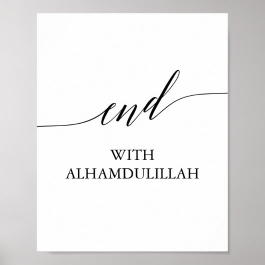 Poster Fin élégante de calligraphie noire avec Alhamdulil (Devant)