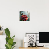 Poster Finch on Giant Jungle Flower in Moody Tropical  (Bureau à domicile)