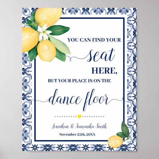 Poster Find Your Seat Wedding Reception Mediterranean (Devant)
