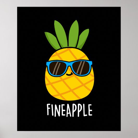 Poster Fineappy Funny Pun d'ananas Dark BG (Devant)