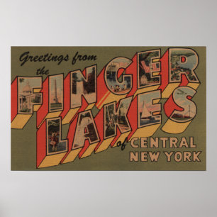 Poster Fingerlakes, New York - grandes scènes de lettre