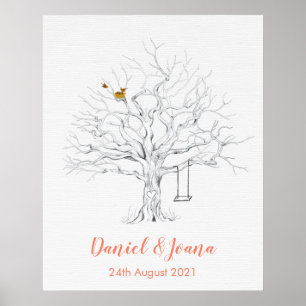Poster Fingerprint guest book tree thumbprint tree