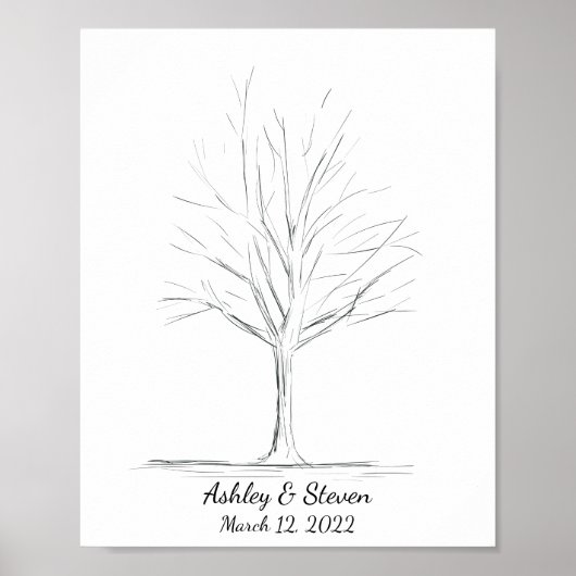 Poster Fingerprint Wedding Guestbook Tree (Devant)