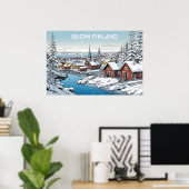 Poster Finlande Illustration hivernale (Bureau à domicile)