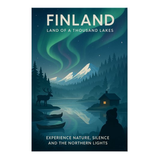 Poster FINLANDE — Terre de mille lacs” (Devant)