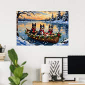 Poster Finnish Lapphund Christmas Boat Holiday (Bureau à domicile)