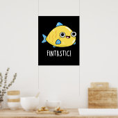 Poster Fintastic Funny Fish Pun Dark BG (Cuisine)