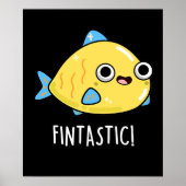 Poster Fintastic Funny Fish Pun Dark BG (Devant)