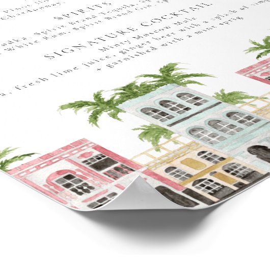 Poster FIONA Charleston SC Rainbow Row Bar Menu Sign (Coin)