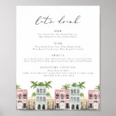 Poster FIONA Charleston SC Rainbow Row Bar Menu Sign (Devant)