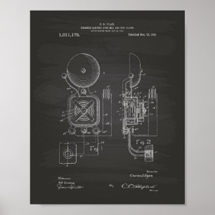 Poster Fire Alarm 1911 Patent Art - Chalkboard