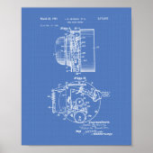 Poster Fire Alarm System 1954 Patent Art - Blueprint (Devant)