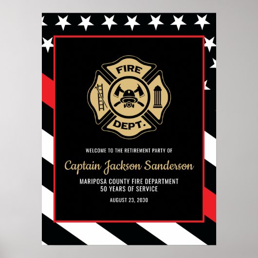 Poster Fire Department Firefighter Retirement Welcome (Devant)
