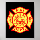 Poster Fire Department Logo Uniform Fireman Symbol Firefi (Devant)