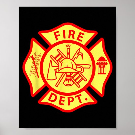 Poster Fire Department Logo Uniform Fireman Symbol Firefi (Devant)