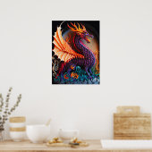 Poster Fire Dragon Castle Imaginaire Art Mythique Créatur (Cuisine)