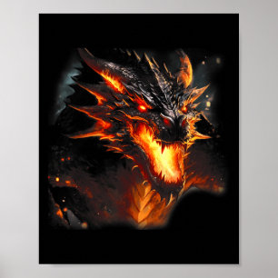 Poster Fire Dragon Head Mythique Dragon Love Respiration 