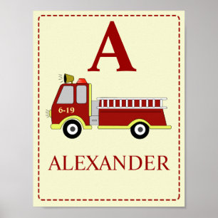 Poster FIRE ENGINE Baby boy's room nursery Art Imprimer