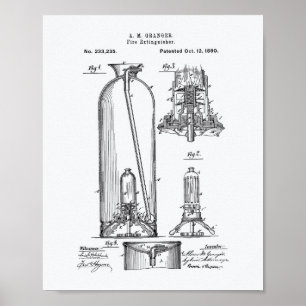 Poster Fire Extinguisher 1880 Brevet Art - Livre blanc