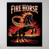 Poster Fire Horse 2026 Zodiac Art Chinese New Year (Devant)