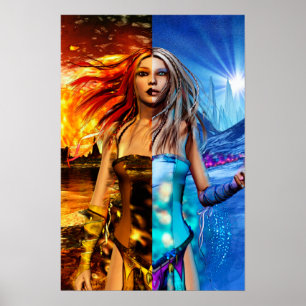 Poster Fire & Ice Science Fiction Fantasy Art