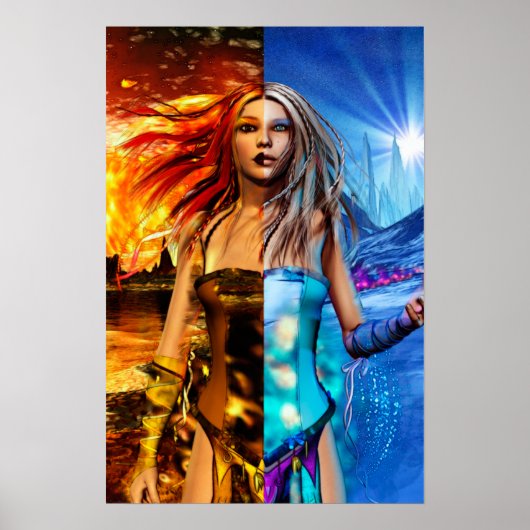 Poster Fire & Ice Science Fiction Fantasy Art (Devant)
