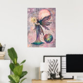 Poster Fire Opal Moon Fairy Imaginaire Art par Molly Harr (Bureau à domicile)