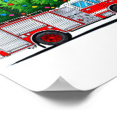 Poster Fire Truck Christmas Tree Xmas Lights Firefighter (Coin)