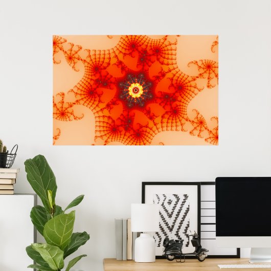 Poster Fire Web - Art fractal (Bureau à domicile)