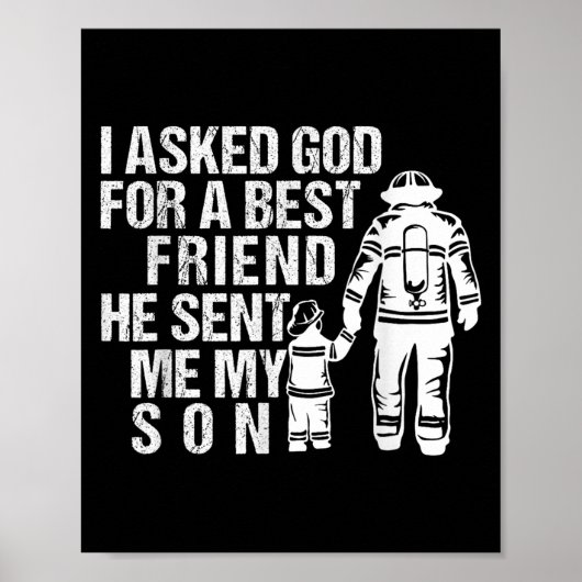 Poster Firefighter Dad Son Quote New Daddy Fireman Dad Fa (Devant)
