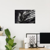 Poster Firefighter Smoke Ink American Flag Tribute (Bureau à domicile)