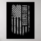 Poster Firefighter USA Flag Distressed design (Devant)