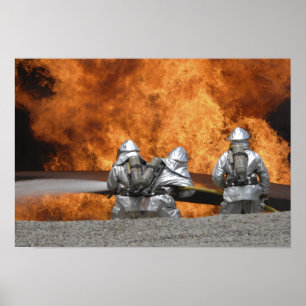 Poster Firemen neutralize a fire