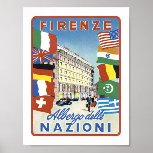 Poster Firenze Albergo delle Nazioni avec frontière