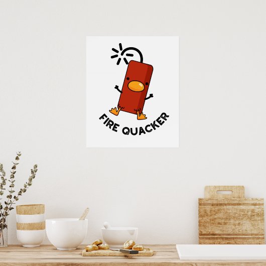 Poster Firequacker Funny Fireworks Pun (Cuisine)