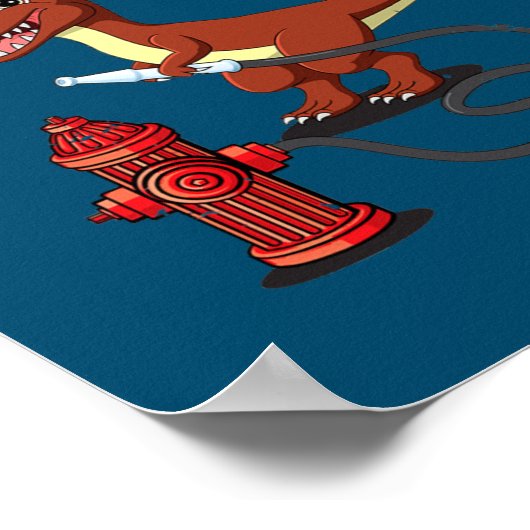 Poster Firesaurus Rex Firefighter T Rex Dinosaur Fireman (Coin)