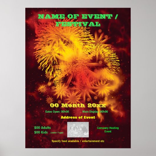 Poster Fireworks affichage publicité PETITE affiche, impr (Devant)