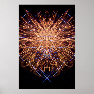 Poster Fireworks Art: Gold and Blue 2