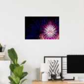 Poster Fireworks Blue Pink and White (Bureau à domicile)