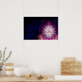 Poster Fireworks Blue Pink and White (Cuisine)