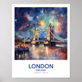 Poster Fireworks Over Tower Bridge - Londres, Angleterre (Devant)