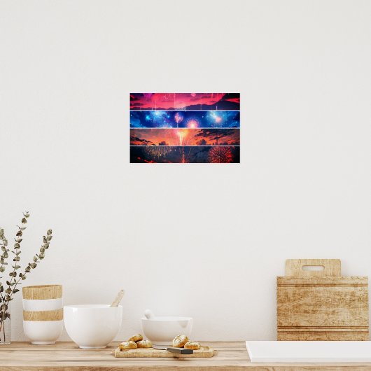 Poster Fireworks Paysage Photo Collage (Cuisine)