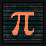 Poster First 10,000 digits of Pi in blue and orange<br><div class="desc">This wonderfully geeky design is the perfect gift idea for an engineering student, or any math geek in general. It features Pi, the famous mathematical symbol and number. This number is closely related to the circle, which also makes its appearance in the design, very lightly shaded over the digits. Pi...</div>