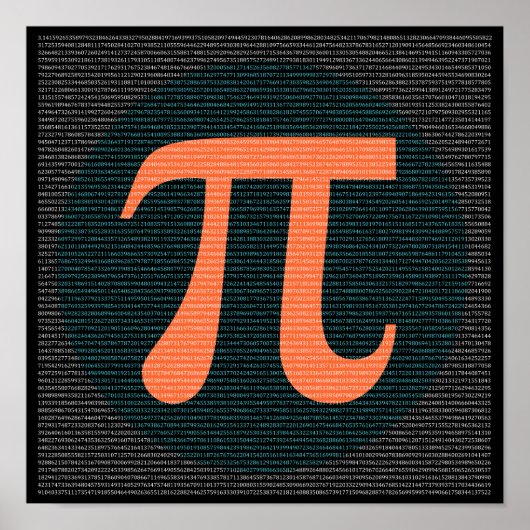 Poster First 10,000 digits of Pi in blue and orange (Devant)